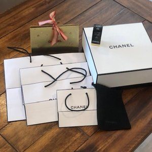 Unopened Chanel nail polish and assorted box and bags